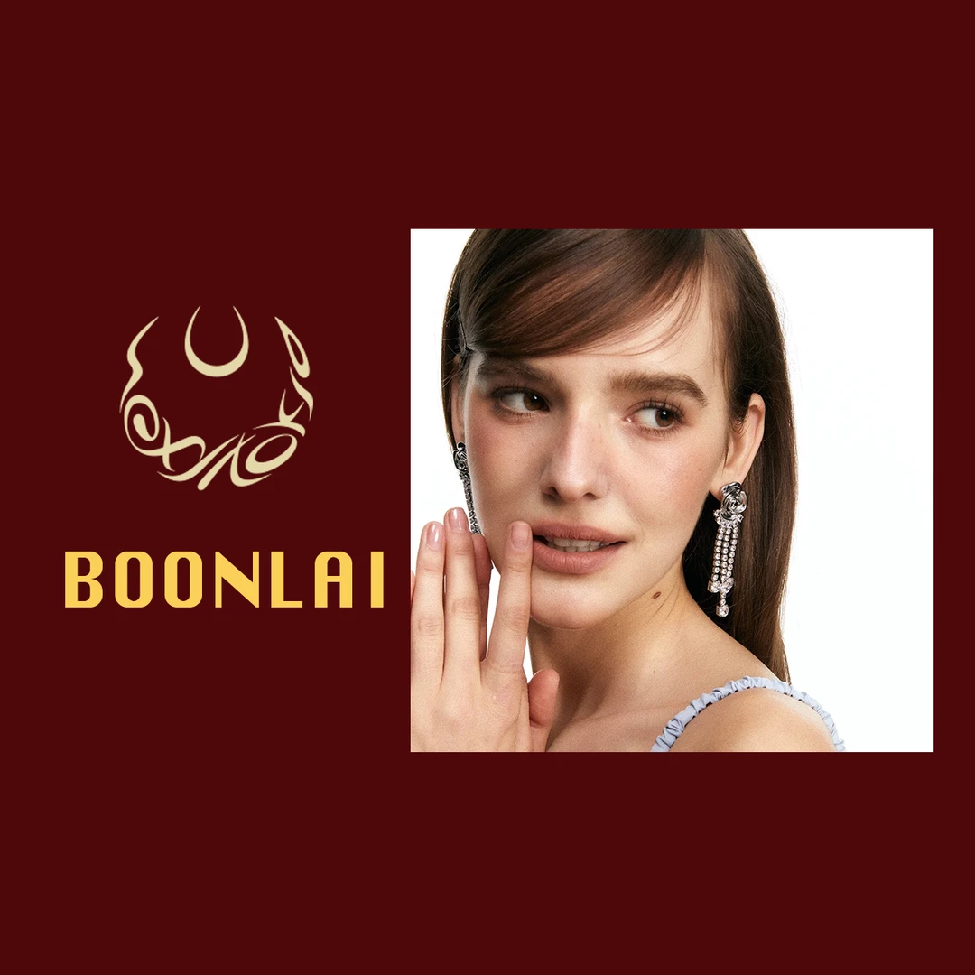 铜合金莫桑石耳饰 Boonlai 大货金属玫瑰流苏镶钻耳环 027