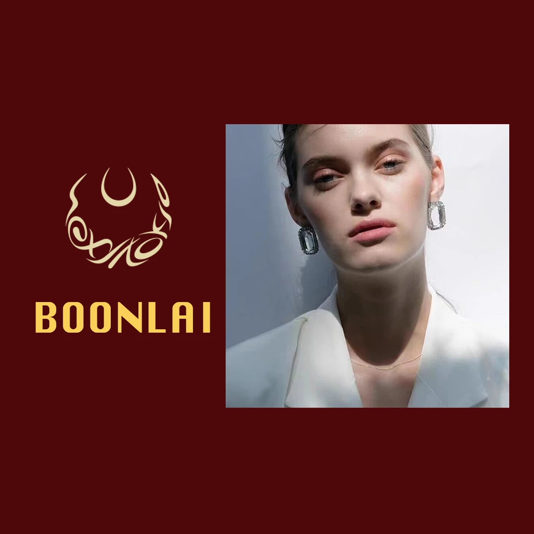 铁合金莫桑石耳饰 Boonlai 方形锆石气质轻奢时尚J耳环1666