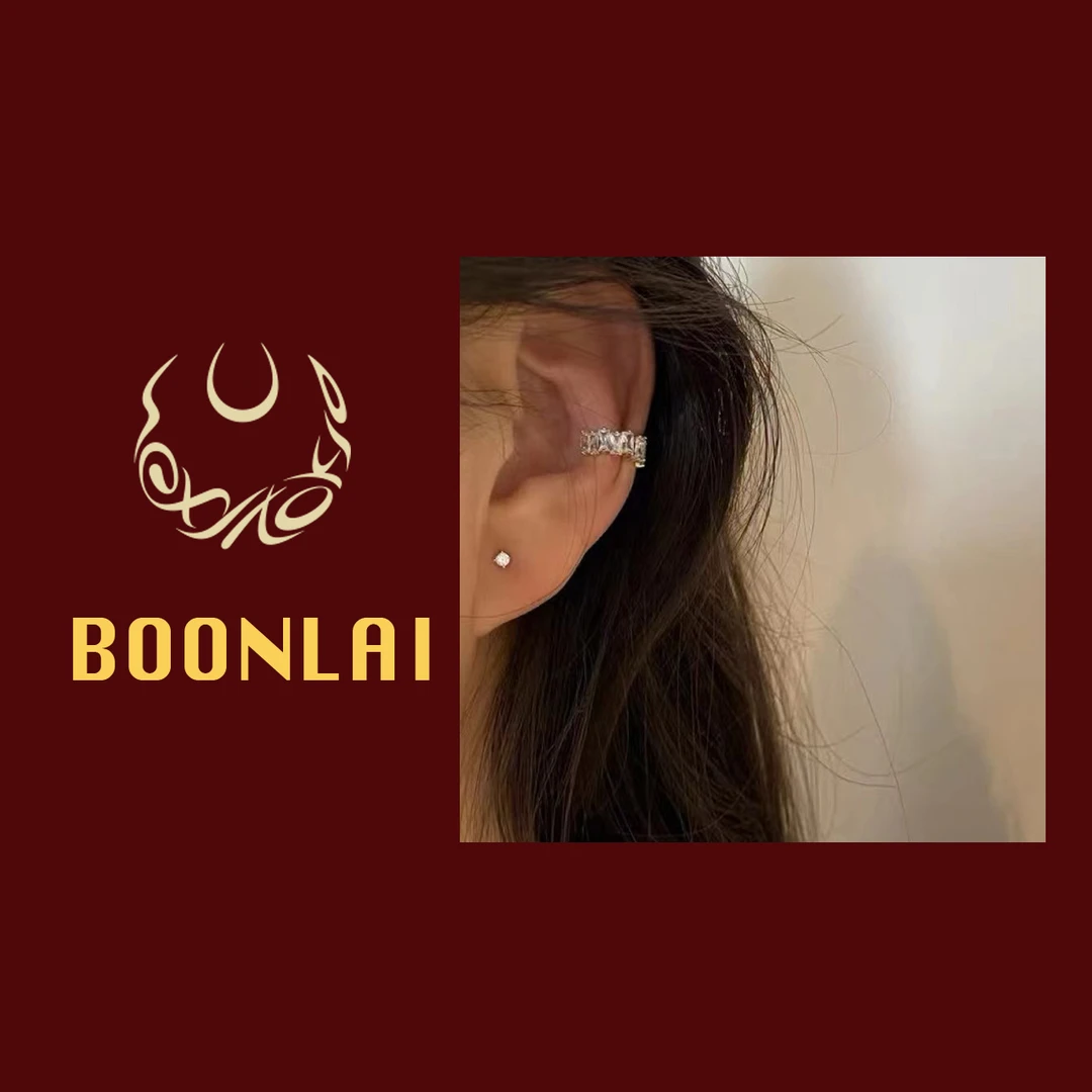 铜合金莫桑石耳饰 Boonlai 单只银色排钻B耳扣1402