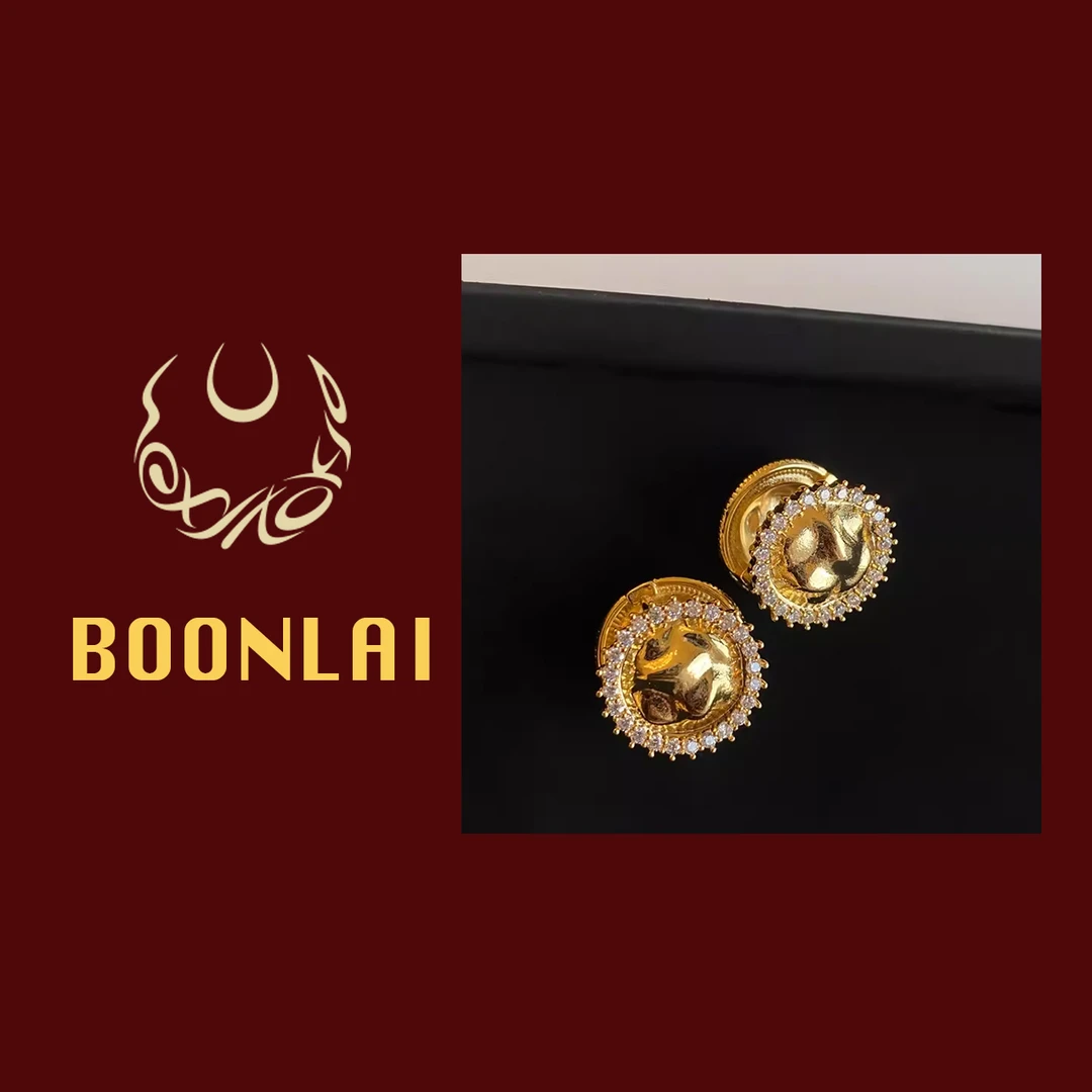 铜合金莫桑石耳饰 Boonlai  高级复古个性感镶钻圆形B耳环1424