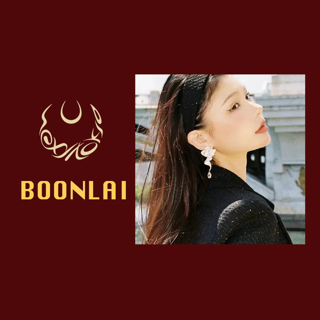 铜合金合成锆石耳饰 【美女专属】Boonlai 锆石镶钻扇形舞裙耳环064
