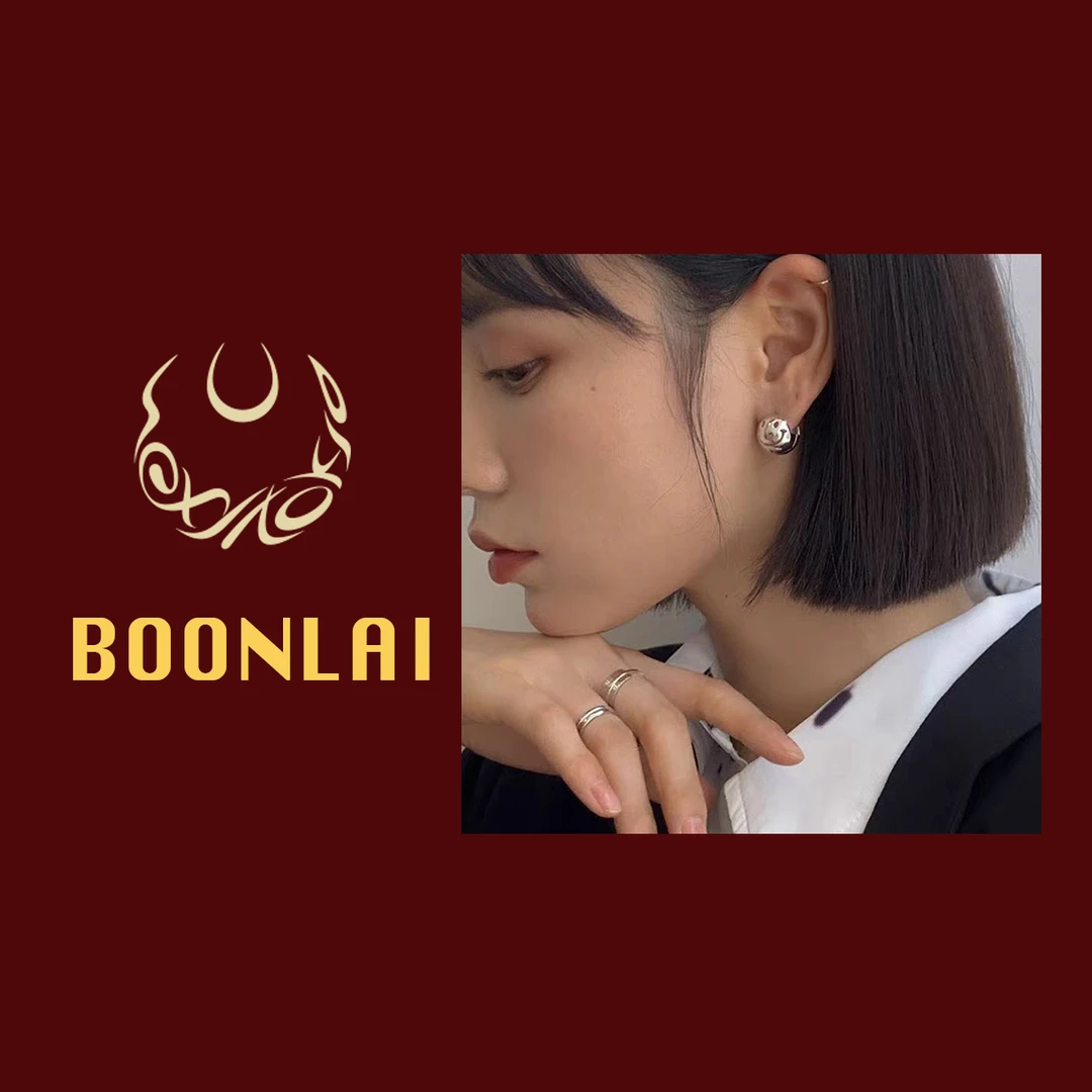 铜合金耳饰 Boonlai 金属笑脸造型B耳环1467