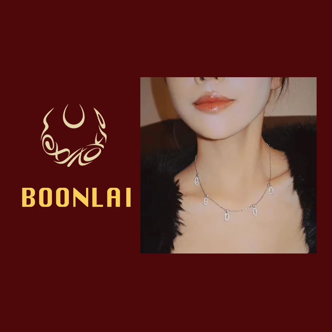 铜合金项链 Boonlai   气质轻奢时尚百搭镶钻镂空D项链0201