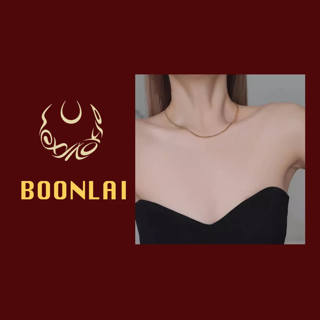 铜合金莫桑石项链 Boonlai 夸张金属金色蛇骨项链简约气质颈链112