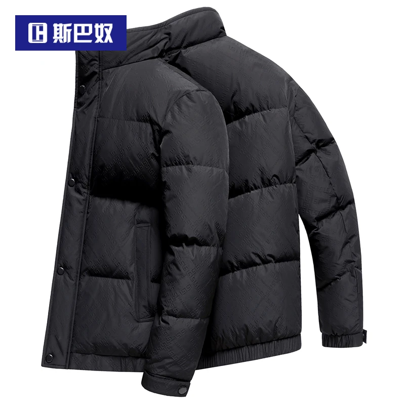 斯巴奴加厚羽绒服男士短款2025冬季新款休闲立领鸭绒男装保暖外套