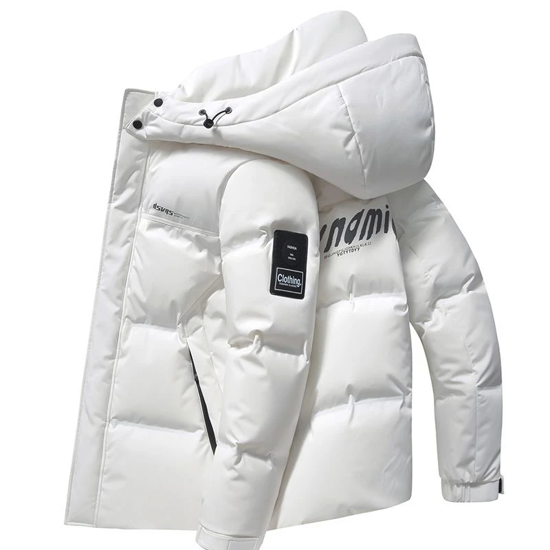 加厚羽绒服男短款2025冬季新款休闲品牌男装白鸭绒白色连帽外套潮