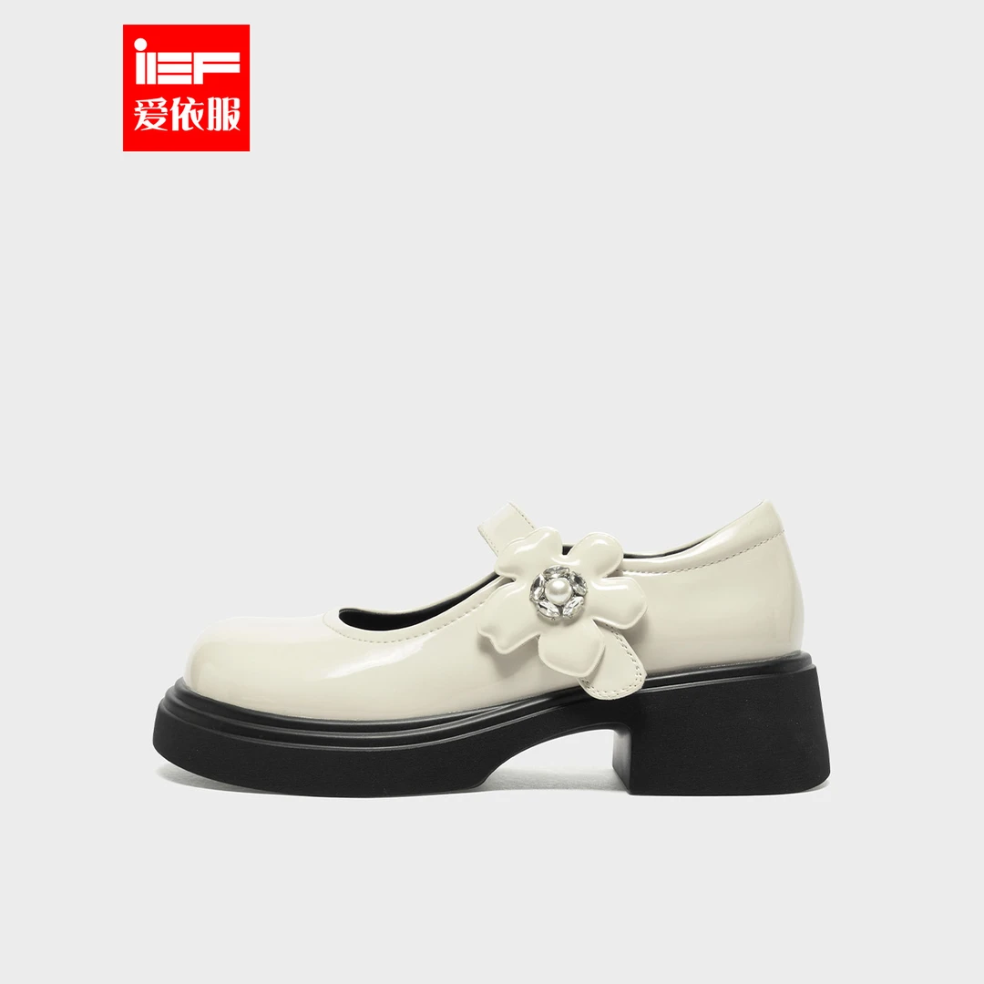 IEF/爱依服单鞋2024新款夏季浅口百搭学院风厚底圆头JK玛丽珍鞋