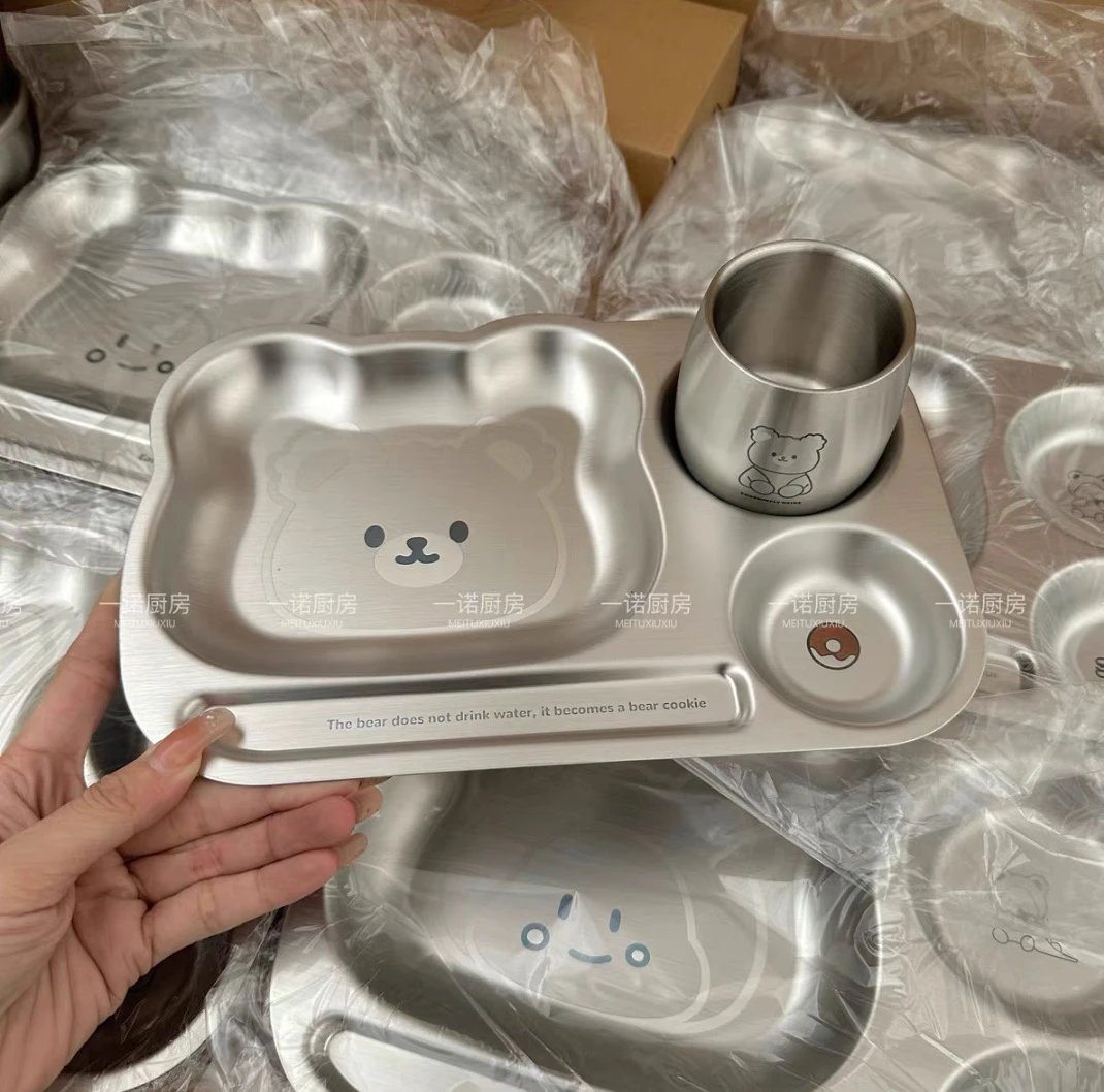 一诺厨房304不锈钢儿童餐盘分格宝宝男女宝吃饭盘幼儿园专用餐具