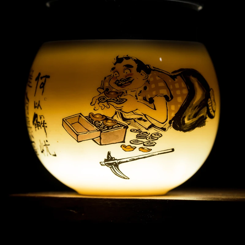 茶杯喝茶喝水骨质瓷陶瓷品茗杯主人杯白瓷羊脂玉何以解忧杯大号