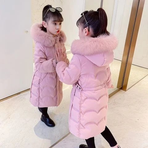 女童棉服2024年冬季新款加厚中长款棉袄中大小女孩童洋气冬装棉衣