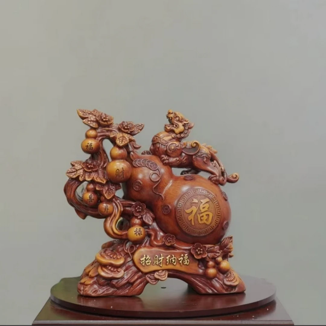 招财纳福葫芦摆件书房电视柜摆件长22cm高22cm     SPD