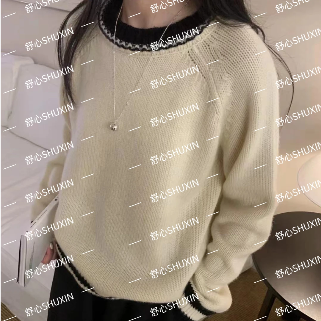 【高街酷girl】领口撞色羊毛针织套头CLSX-0277