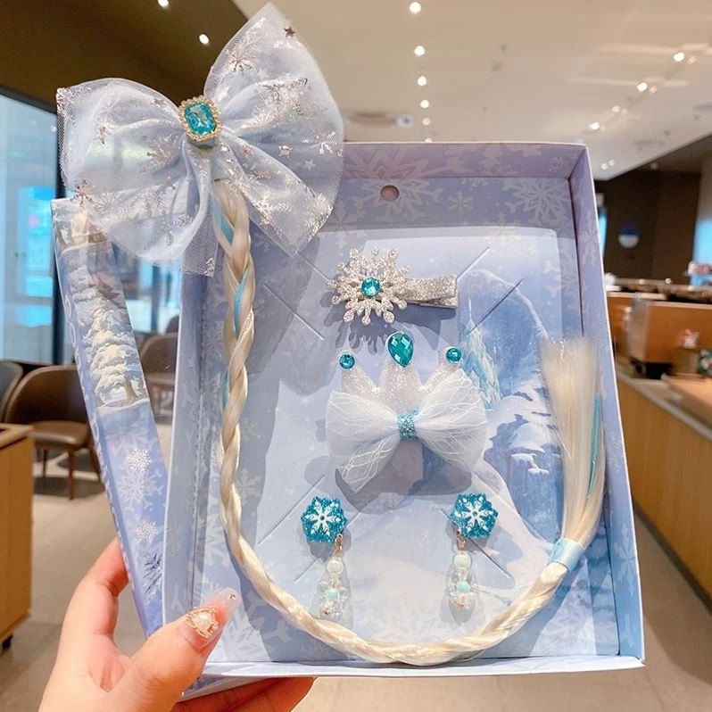 艾莎网纱儿童发饰公主皇冠儿童节礼物女童发卡发夹超仙头饰礼盒