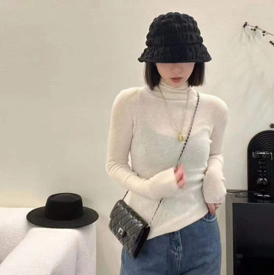 颖颖家#秋冬堆堆领修身细羊毛打底衫百搭显瘦