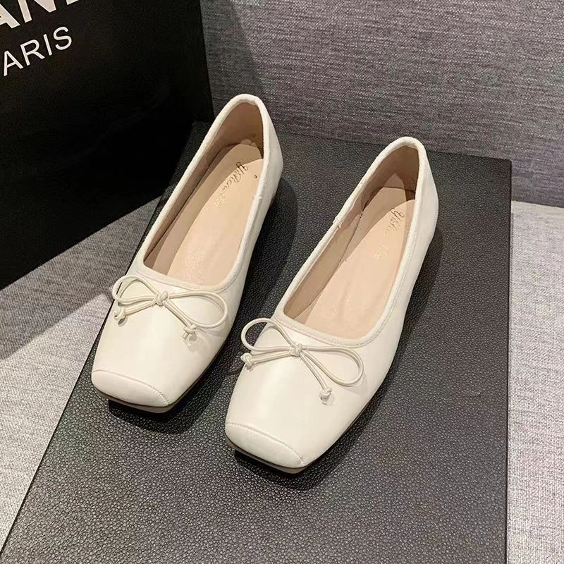 梦禾一气质方头单鞋2024春秋季新款真皮浅口粗中跟一字带玛丽珍鞋