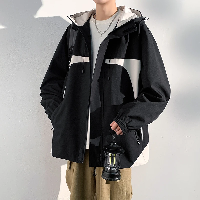 青少年港风休闲学生宽松连帽防水透气登山服冲锋衣夹克运动服外套