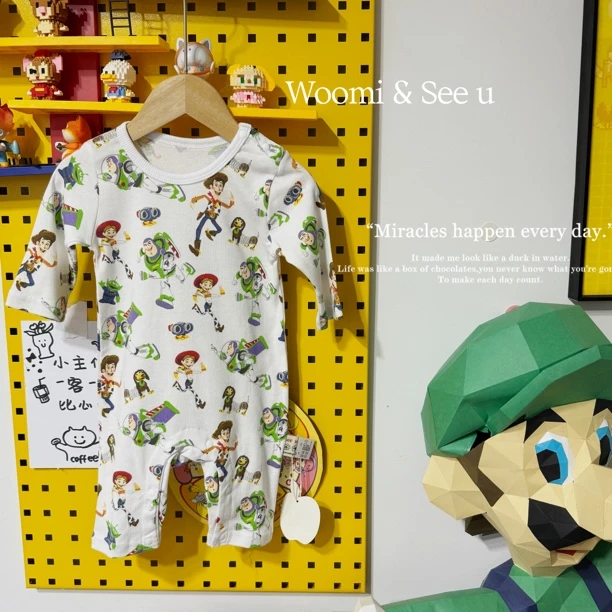 woomi·巴斯光年·宝宝秋季卡通潮玩图案精梳棉长袖爬服连体衣