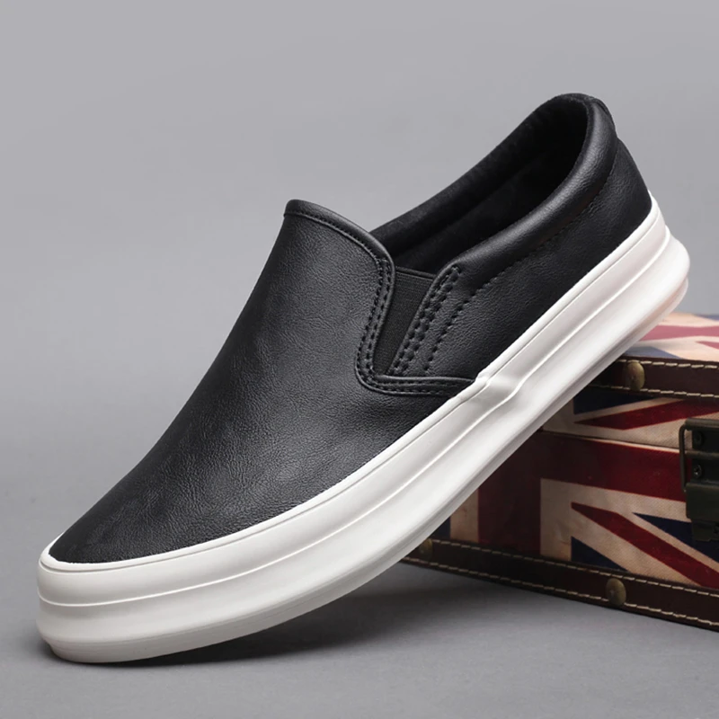 秋秋冬男鞋子2025新款潮鞋休闲鞋皮鞋韩版懒人一脚蹬板鞋厚底透气