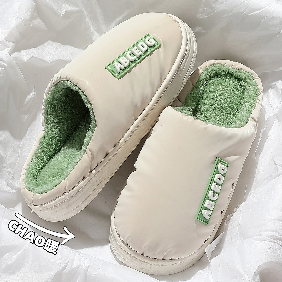 羽绒加厚棉拖鞋男女款冬天居家室内轻盈舒适厚底保暖包头防水棉鞋