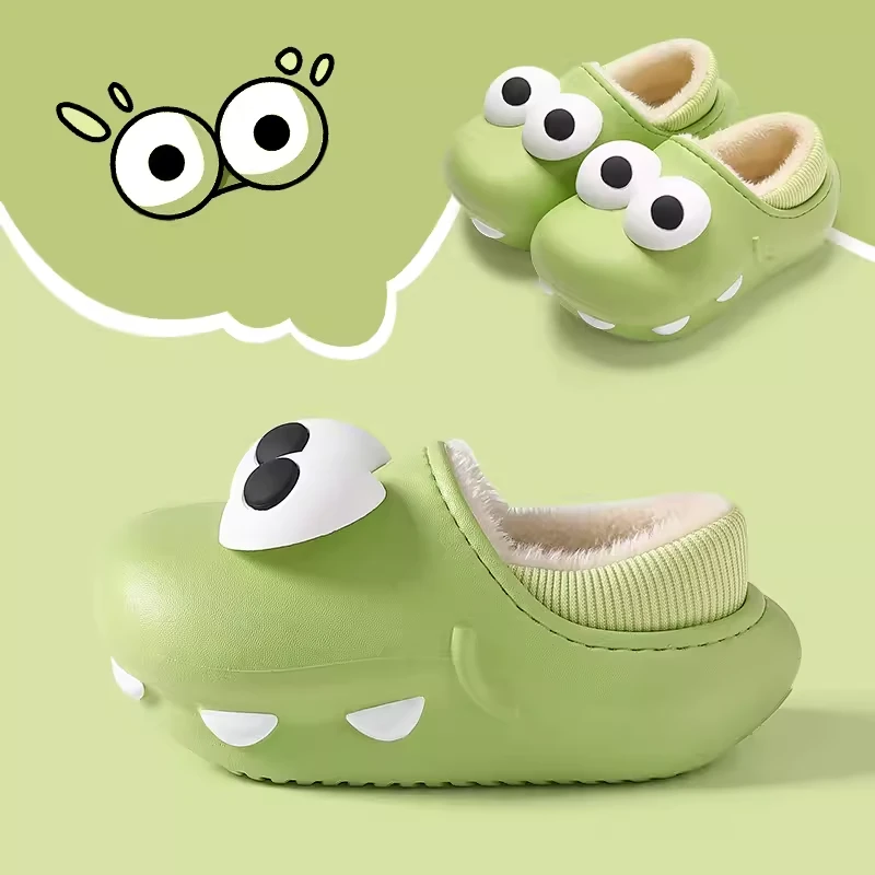 儿童棉拖鞋男童冬季包跟防水防滑卡通小女孩室内家居保暧宝宝棉鞋