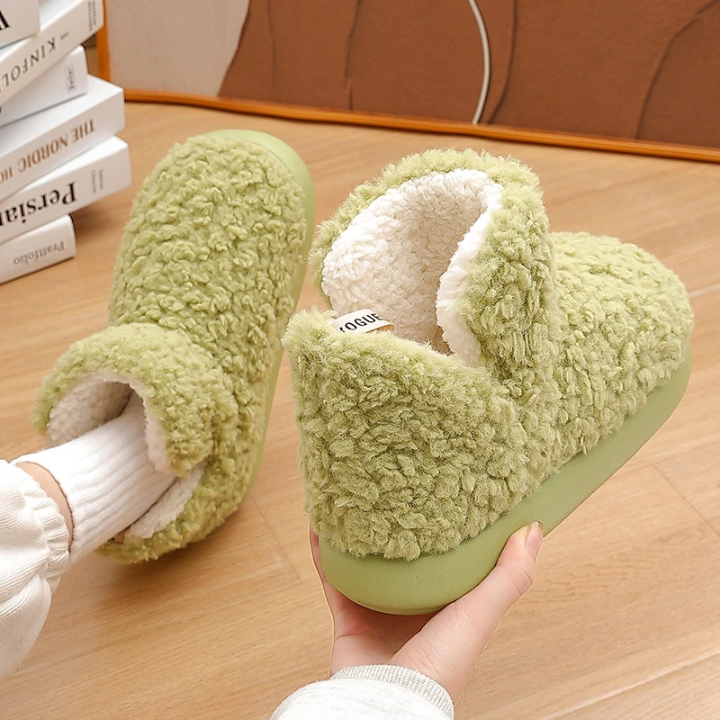 简约棉鞋女款冬季2023新款高帮室内家居保暖加绒防滑防滑棉鞋外穿