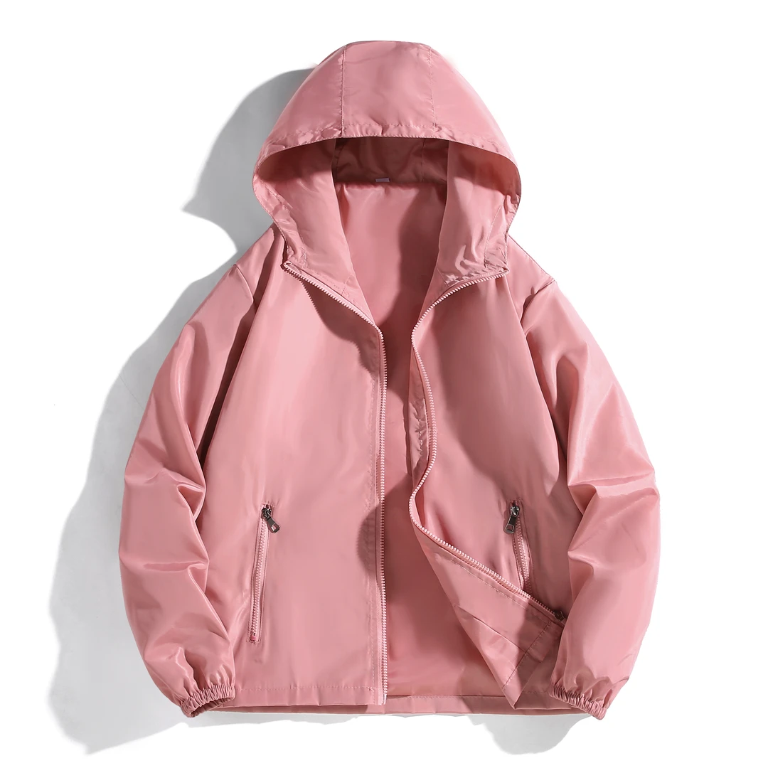 休闲外套女春秋2024年新款短款宽松薄款秋季夹连帽冲锋衣上衣