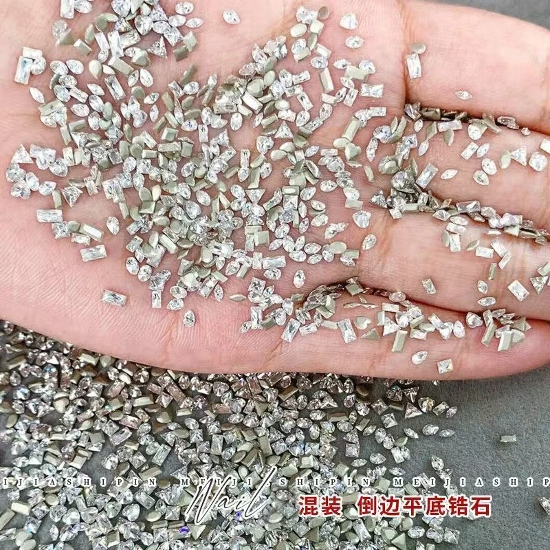 美甲饰品5A级迷你锆石倒边平底透白色迷你小号混装锆石美甲饰品