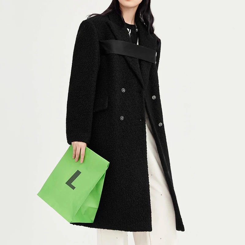 L443时尚双排扣呢大衣（默认不含配饰）