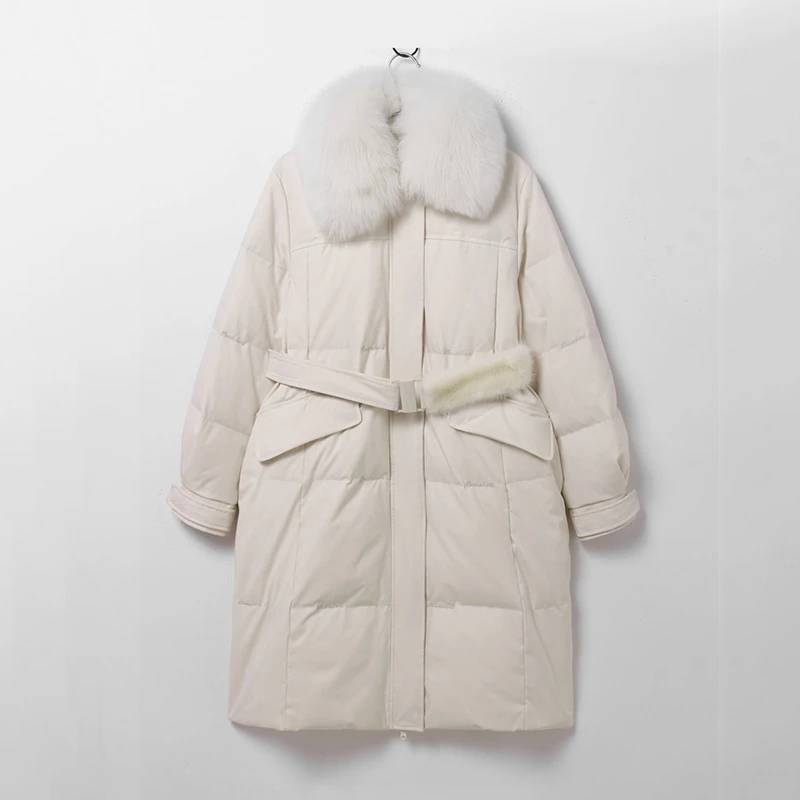 L026   水貂毛拼接长款羽绒服（南）