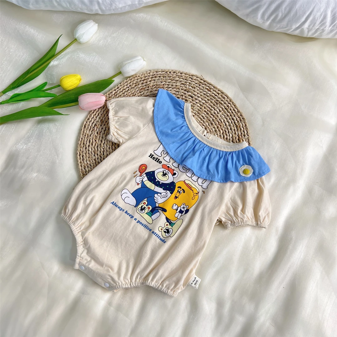 夏季新款卡通印花婴儿包屁衣