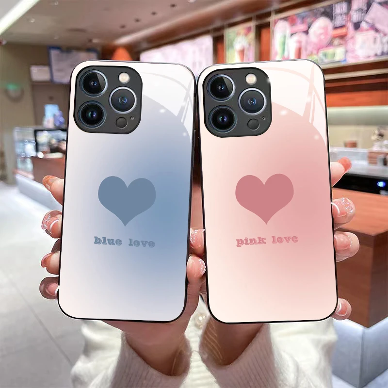苹果/华为/vivo/oppo/小米 新款耐磨防摔爱心款式钢化玻璃壳