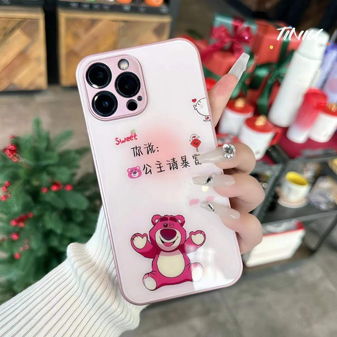 苹果/华为/荣耀/OPPO/VIVO 公主请暴富金属漆钢化玻璃防刮手机壳