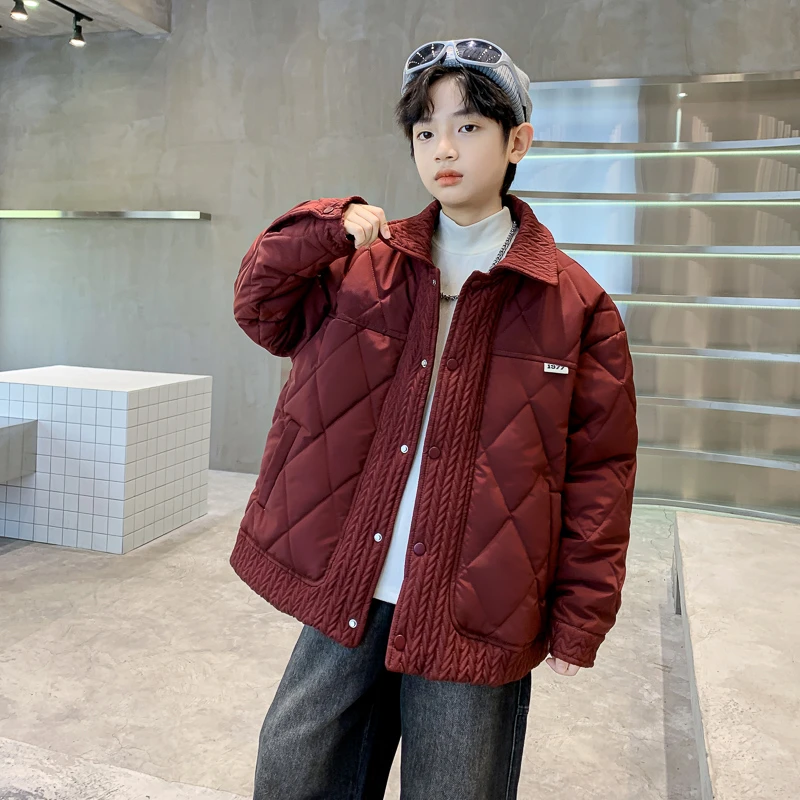 儿童装男童冬装夹棉外套2025新款大童秋冬款加厚冬季男孩二棉棉服