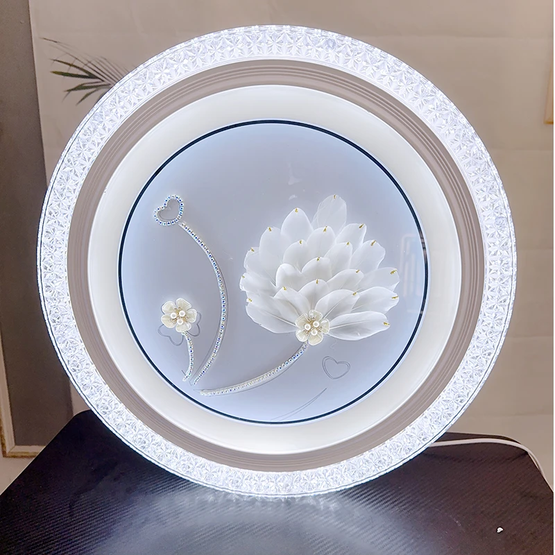 卧室灯吸顶灯2025新款餐厅书房间儿童房主卧led全光谱圆玻璃灯具