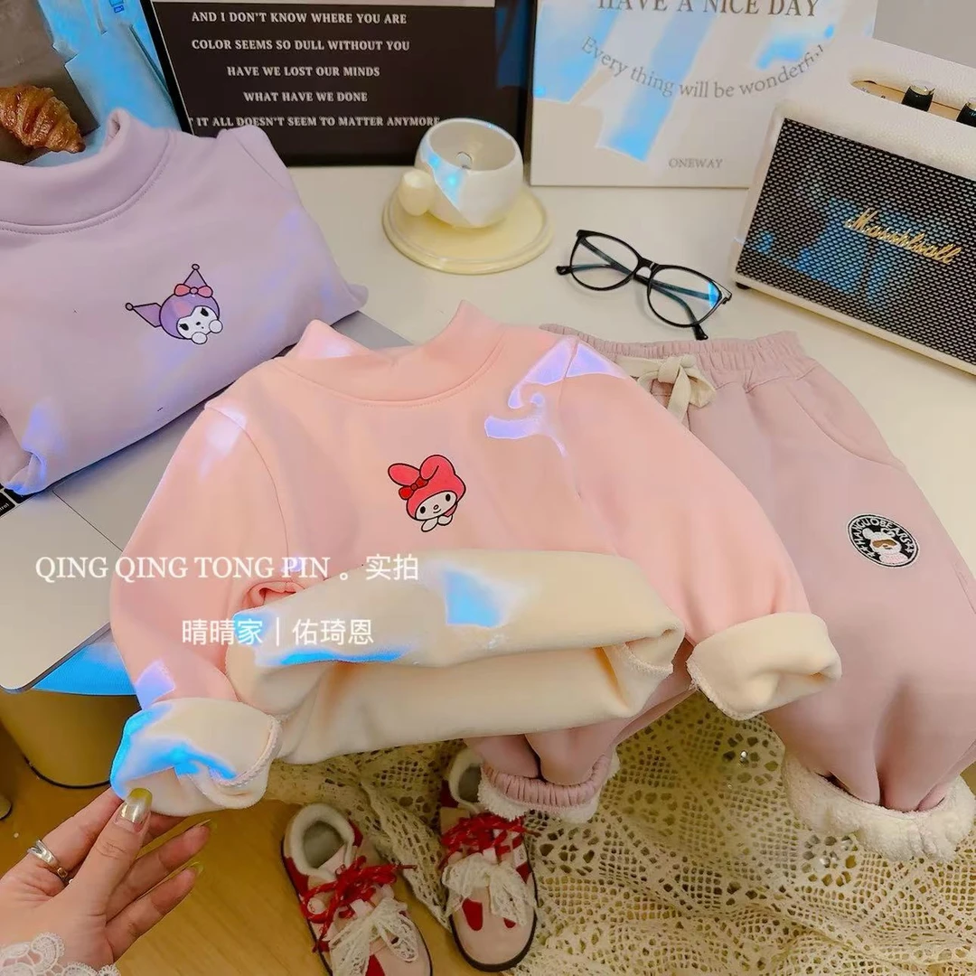 女宝冬季卡通【加绒加厚】女童保暖打底衫洋气套头半高领长袖上衣