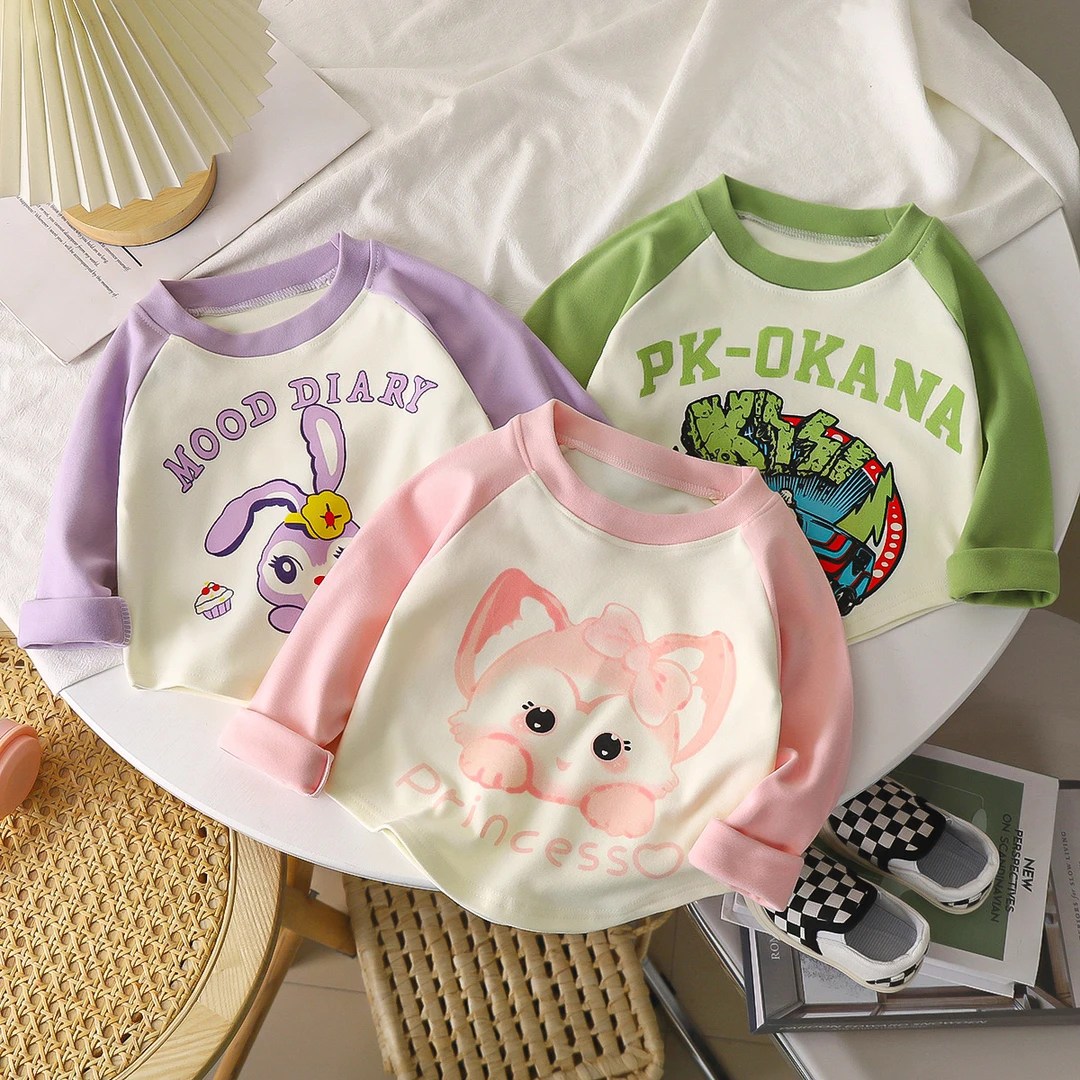 2024新款女童圆领打底衫爆款秋冬韩版内搭洋气长袖T恤