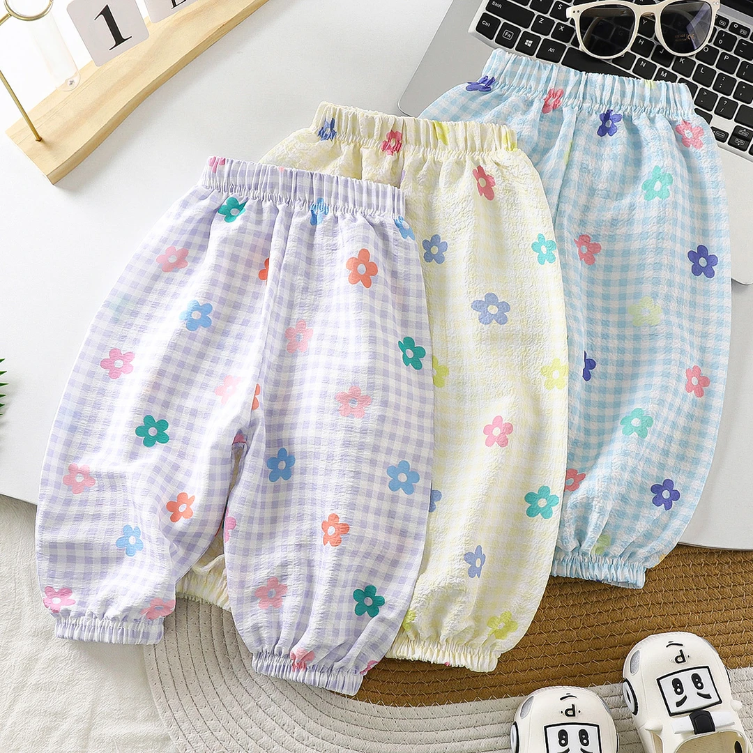 儿童春夏防蚊裤束脚裤薄款女童裤子韩版宽松洋气空调裤