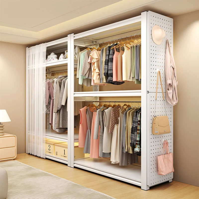 简易货架衣柜租房衣架衣帽架自由组装diy落地衣橱衣架开放置物架