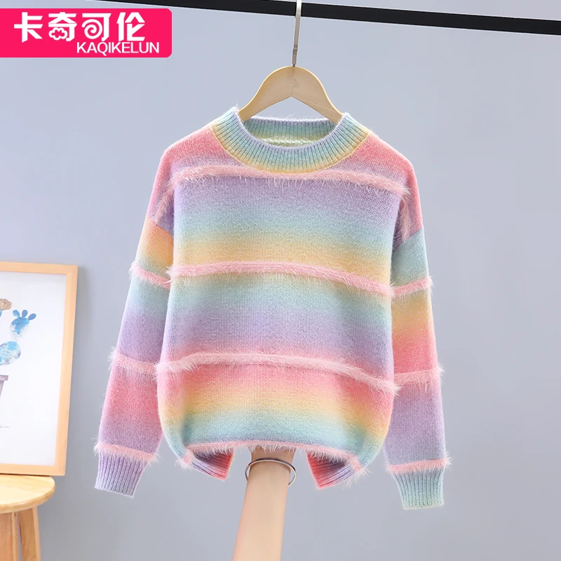 女童毛衣秋冬2023新款儿童线衣洋气大童针织打底衫冬季加厚童装潮