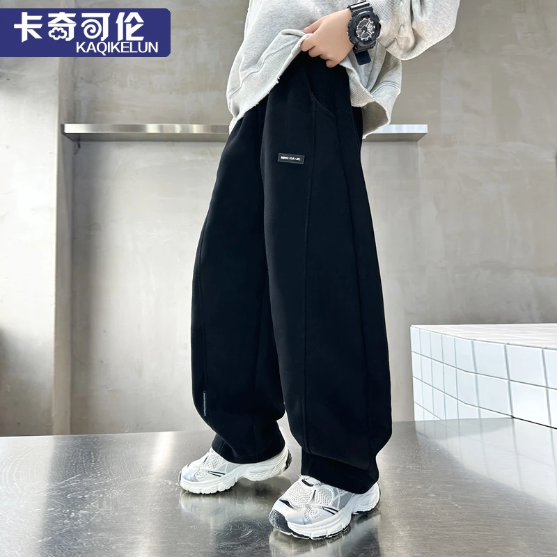 儿童弯刀裤2025新款秋装男童裤子加绒秋冬大童休闲裤男孩春秋款潮