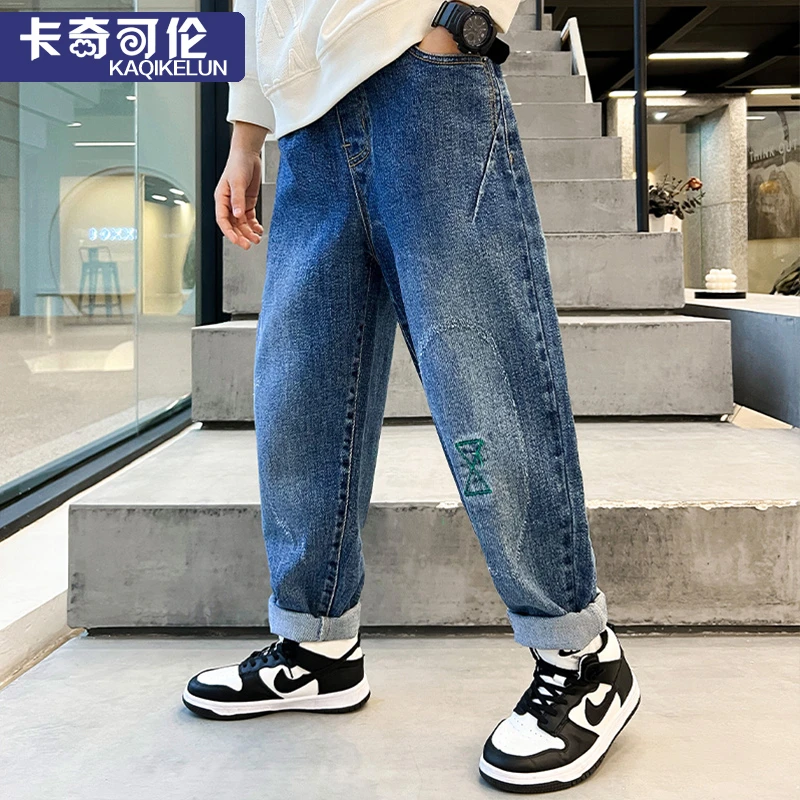 男童牛仔裤秋装2025新款儿童裤子春秋款男大童休闲裤男孩秋季长裤