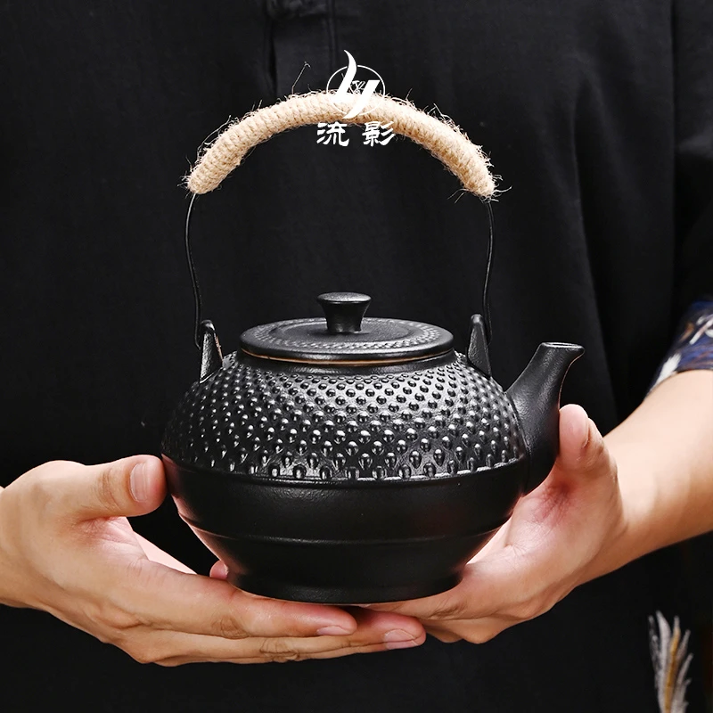流影黑陶提梁壶围炉煮茶罐罐茶家用功夫茶具单壶温茶粗陶大号茶壶