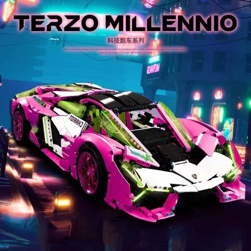 盒损福利【K盒子】赛博朋克兰博基尼三千年3358颗粒跑车积木10246