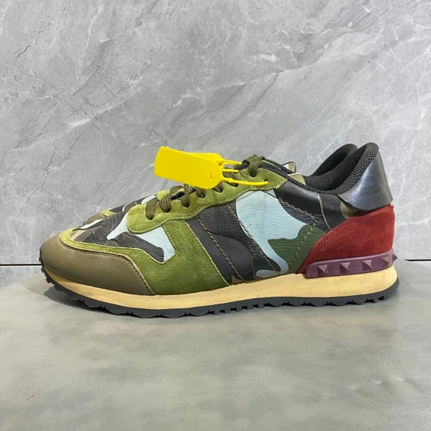 43码 99新 华伦天奴 Rockrunner 迷彩绿色 低帮休闲鞋