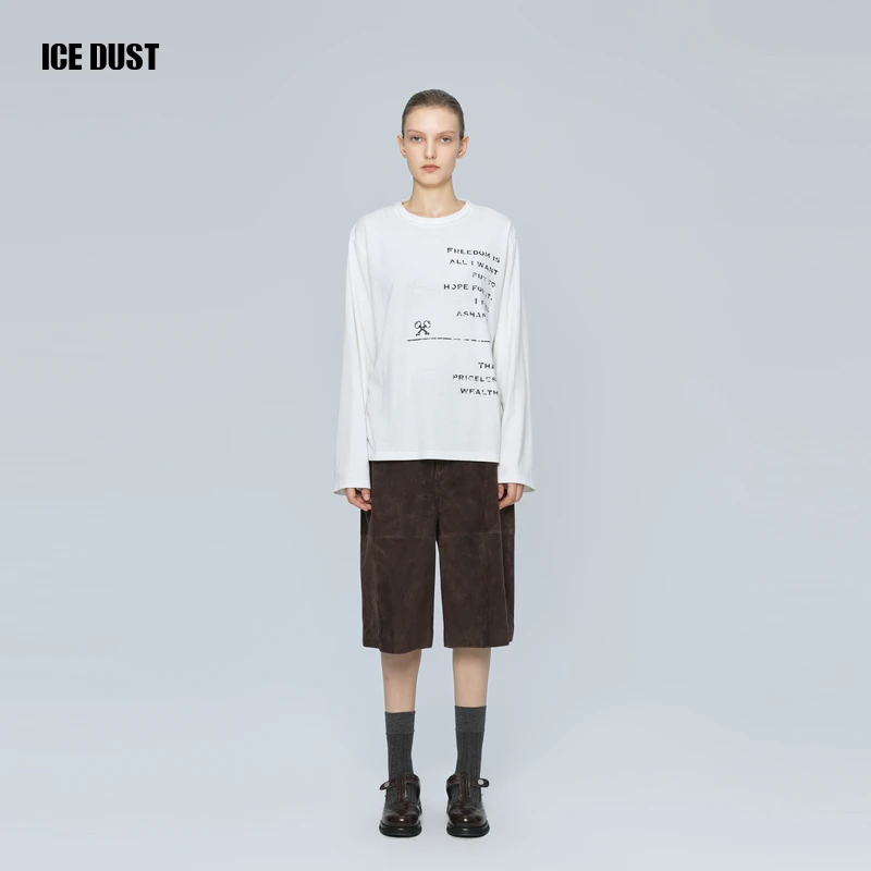 ICEDUST 秋季系列布达佩斯字母印花休闲圆领长袖T恤上衣女士