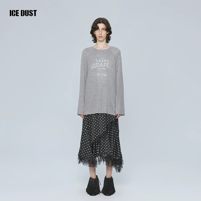 ICEDUST 秋季系列烫银烫钻印花基础休闲长袖T恤上衣女士