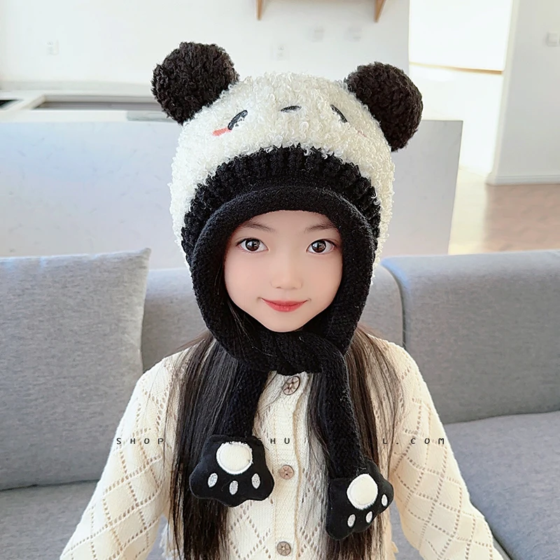 儿童冬季帽秋冬女童男童加绒加厚保暖围脖一体可爱宝宝帽子护耳帽
