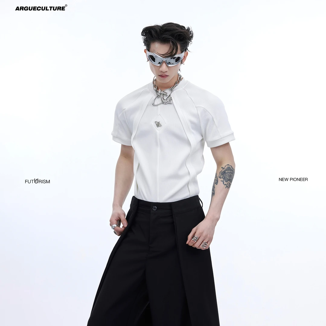 CulturE原创小众解构无性别修身T恤立体肌理感短袖打底衫先锋半袖