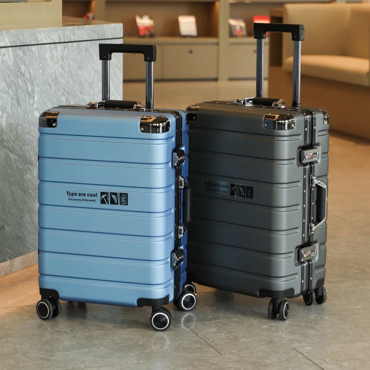 铝框PC耐用行李箱蓝色时尚高端电动行李箱质量排名第一ol女士耐磨