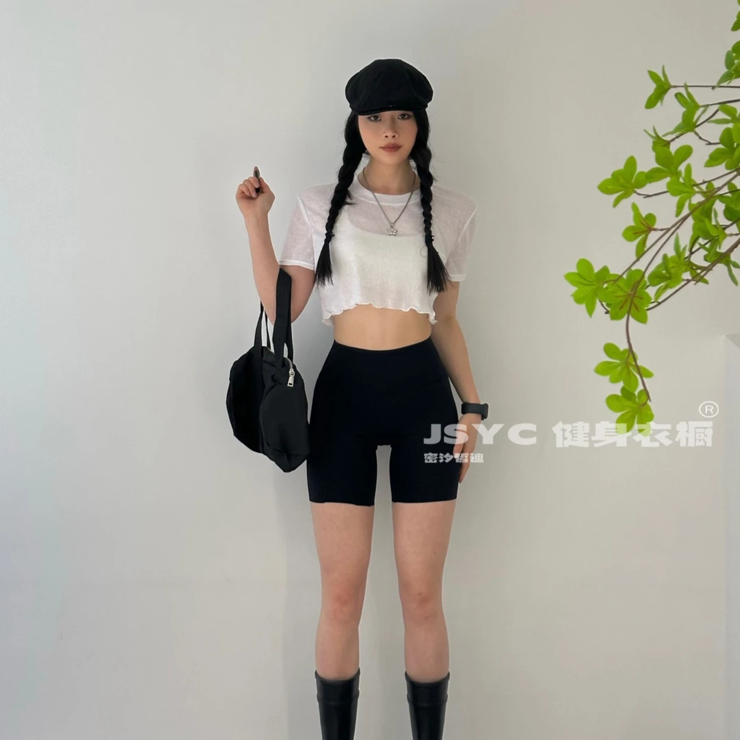 JSYC健身衣橱-新春夏提花短款运动短袖跑步透气健身修身显瘦短袖